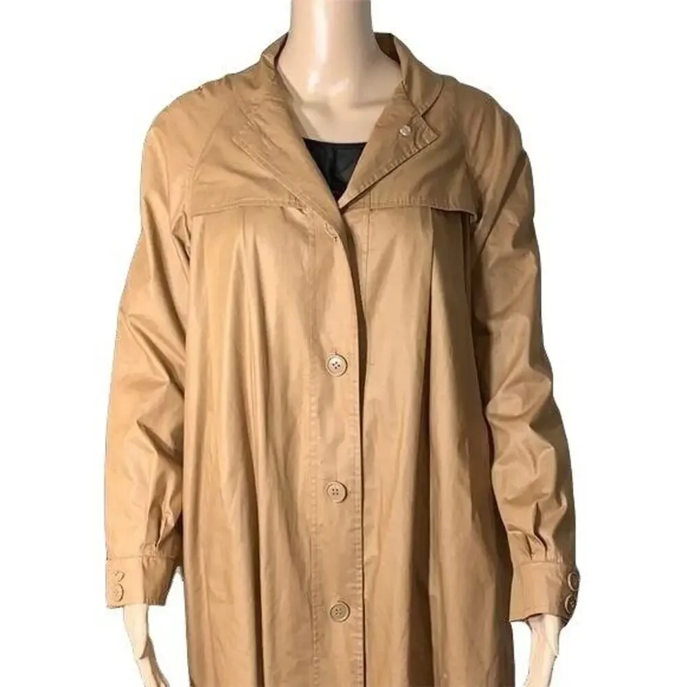 Vintage Tres Elle Womens Full Length Trench Coat Jacket Tan Brown Size 9 10 - Picture 3 of 12
